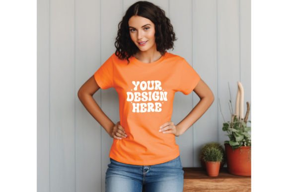 Bella Canvas 3001 Orange Fall Mockup for T-Shirts & Graphics