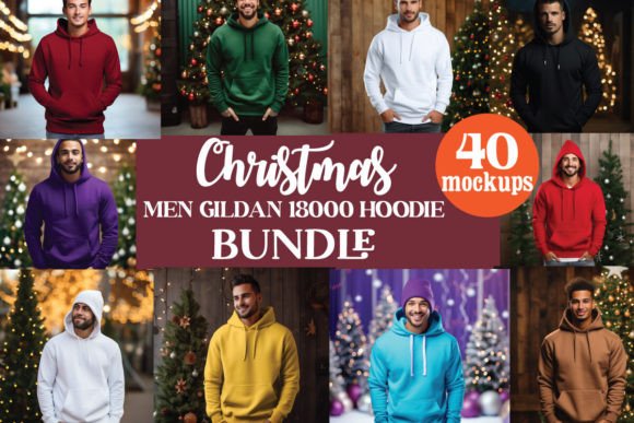 Christmas Men 18500 Hoodie Mockup Bundle: Graphics for Hoodies Sweatshirts