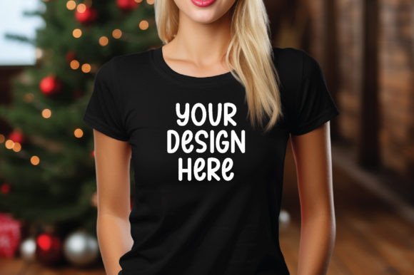 Christmas T-Shirt Mockup Black Vol 4 Graphics