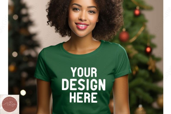 Christmas Woman T-shirt Mockup 22: Graphics for T-Shirts