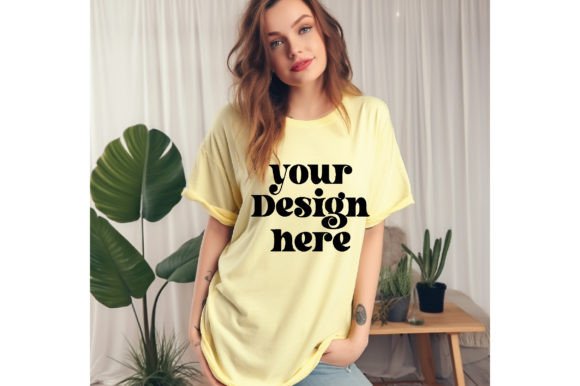 Comfort Colors C1717 Banana Shirt Mockup: Graphics for T-Shirts