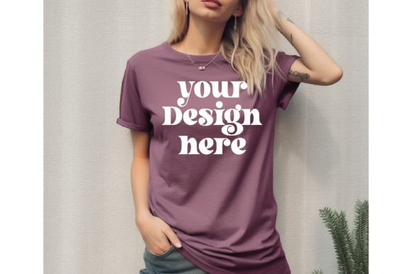Comfort Colors C1717 Berry Shirt Mockup: Graphics for T-Shirts