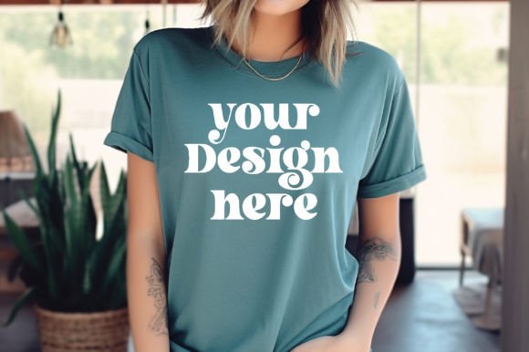 Comfort Colors C1717 BlueSpruce Mockup: Graphics for T-Shirts