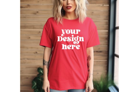 Comfort Colors C1717 Red Shirt Mockup for Graphics & T-Shirts