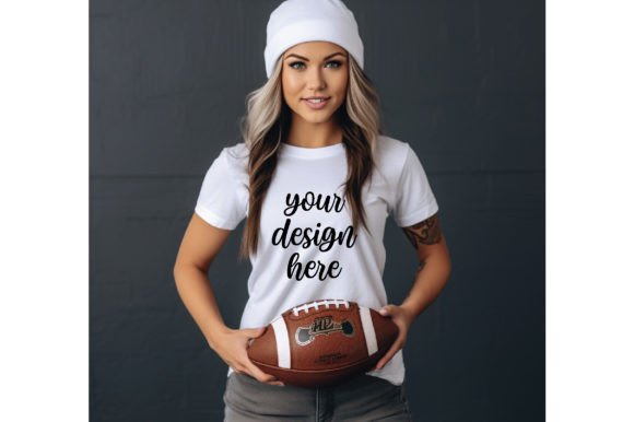 Football White T-shirt Mockup 12 for Graphics & T-Shirts