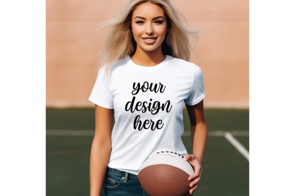 Football White T-shirt Mockup 20: Graphics for T-Shirts