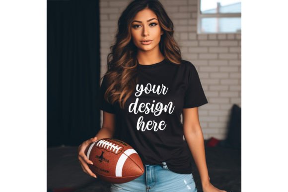 Free Football Black T-shirt Mockup: Graphics for T-Shirts