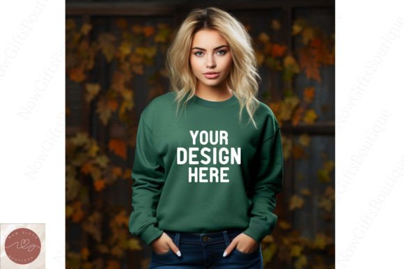 Gildan 18000 Fall Sweatshirt Mockup 7: Graphics for Hoodies