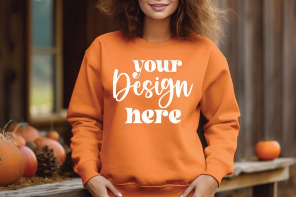 Gildan 18000 Fall Sweatshirt Mockup 9 Graphics