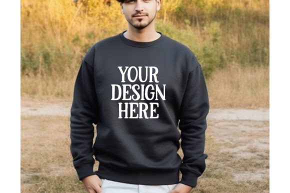 Men s Black Sweatshirt Mockup 16: Graphics for Hoodies Sweatshirts