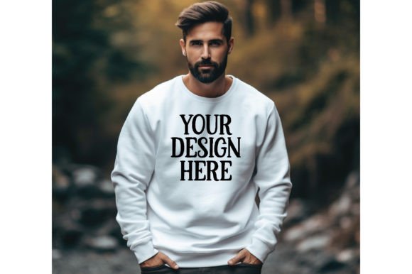Men's White Sweatshirt Mockup: Graphics for Hoodies