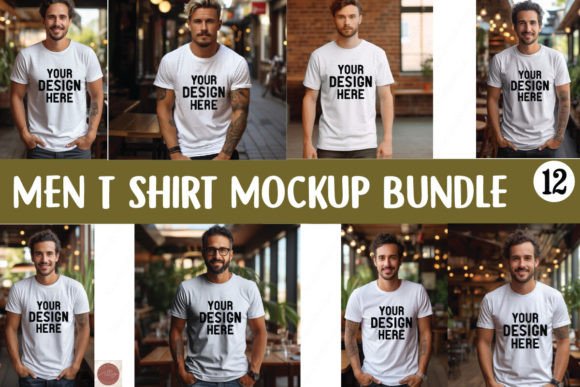 Men T Shirt Mockup Bundle: Graphics for T-Shirts