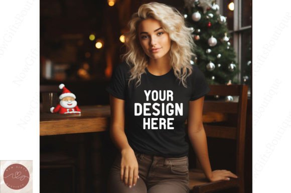 Nice Women Christmas T-Shirt Mockup 10: Graphics for T-Shirts