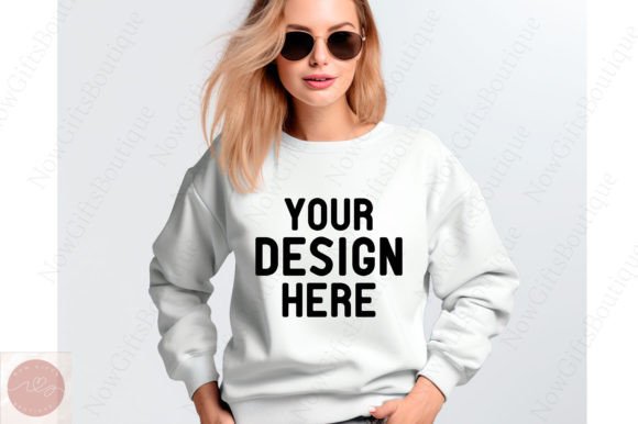 White Bella Canvas 3001 Mockup: Graphics for Hoodies Sweatshirts