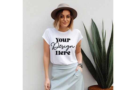 White Bella Canvas 3001 Women Mockup 40: Graphics for T-Shirts